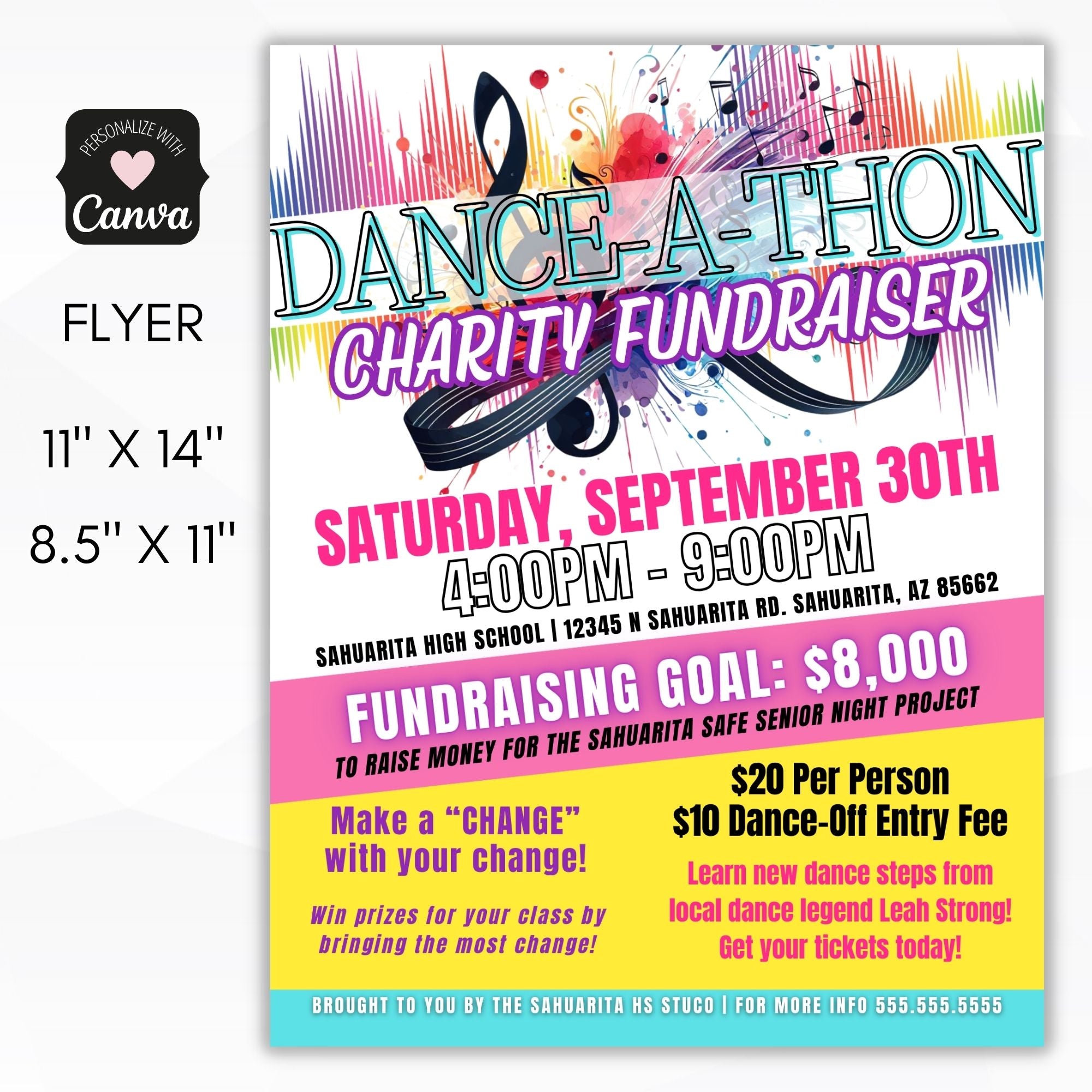 charity event dance a thon fundraiser flyer set