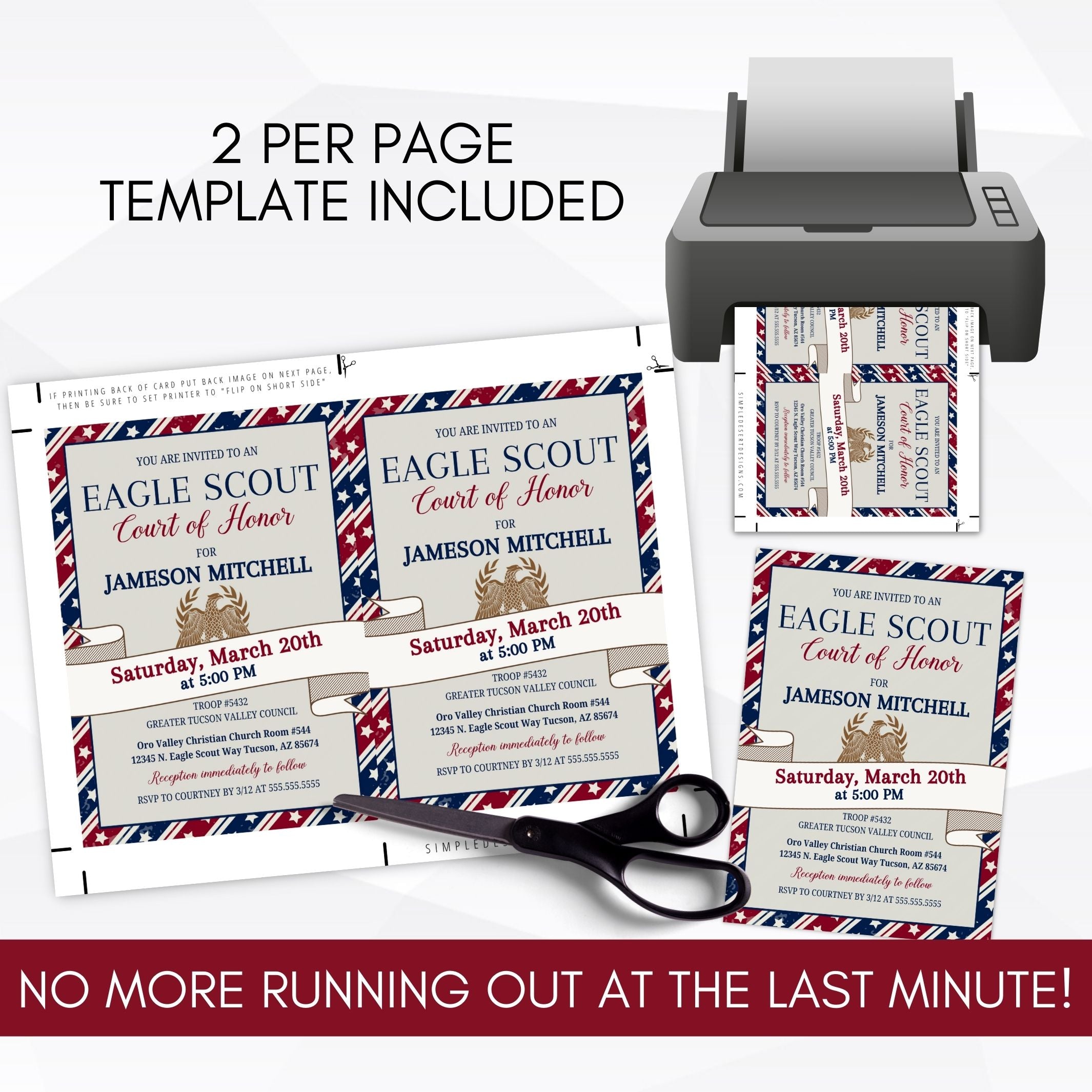 last minute boy scouts court of honor invitations