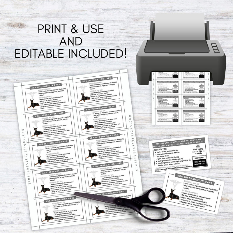 editable custom printable ADA law cards