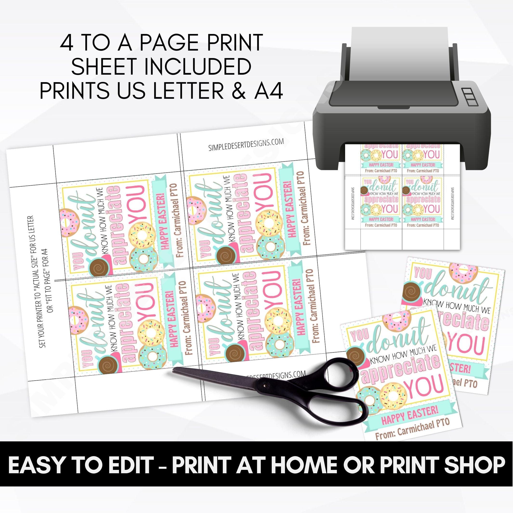 donut appreciation printable gift tag
