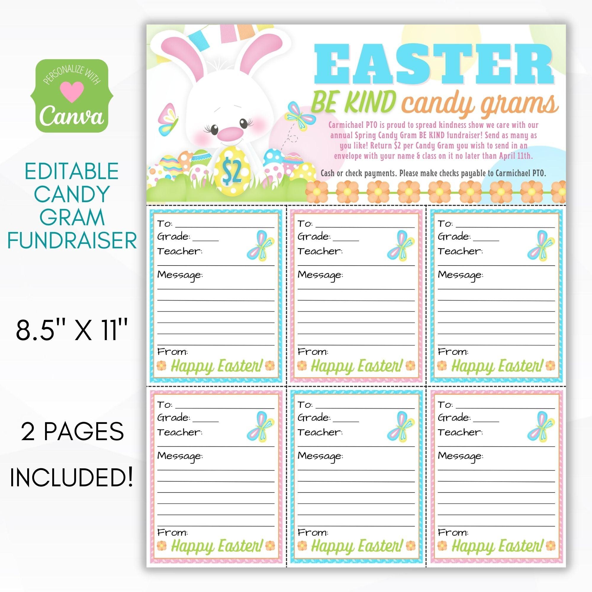 Be Kind Easter Candy Gram Fundraiser Sheet