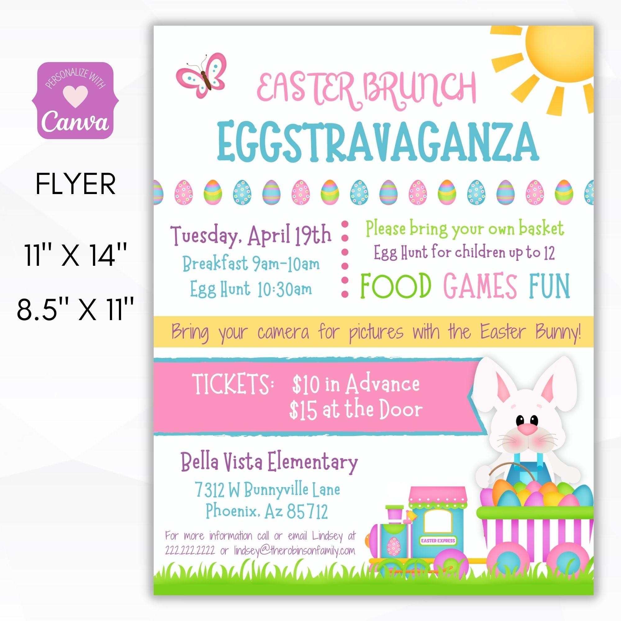 EASTER BUNNY BRUNCH & EGG HUNT FLYER SET
