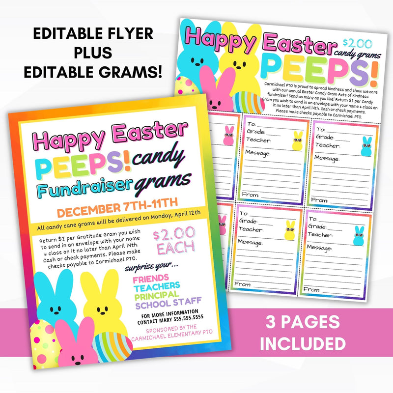 Easter Peeps Candy Gram Fundraiser Set