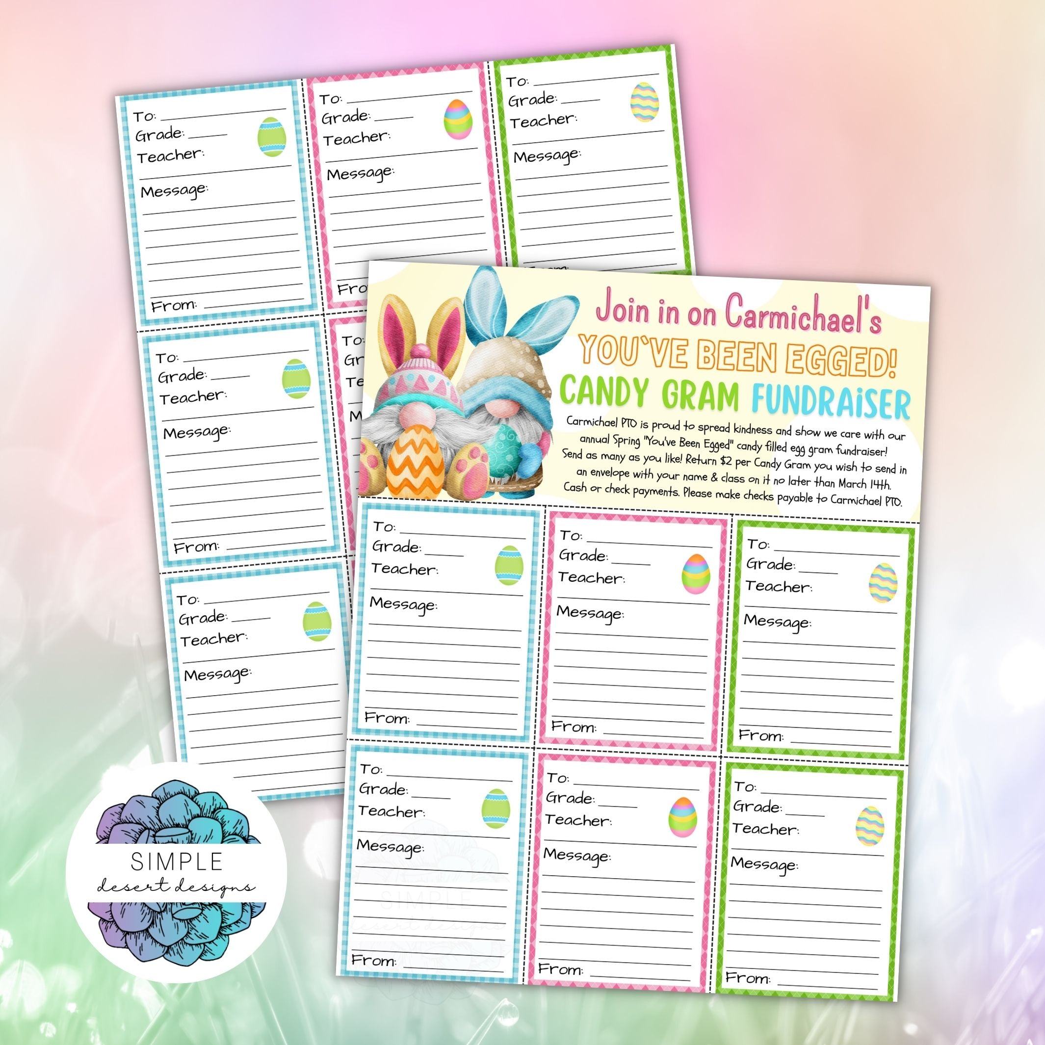Egged Candy Grams Easter Gnome – Editable Template