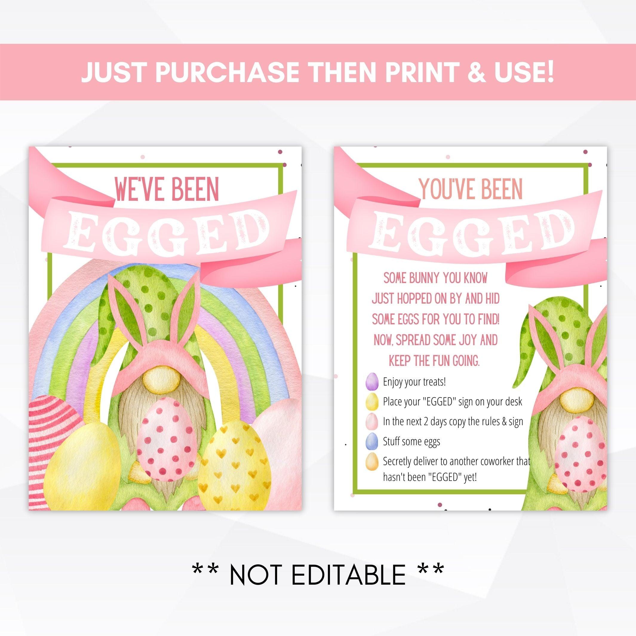 coworker printable you've been egged sign