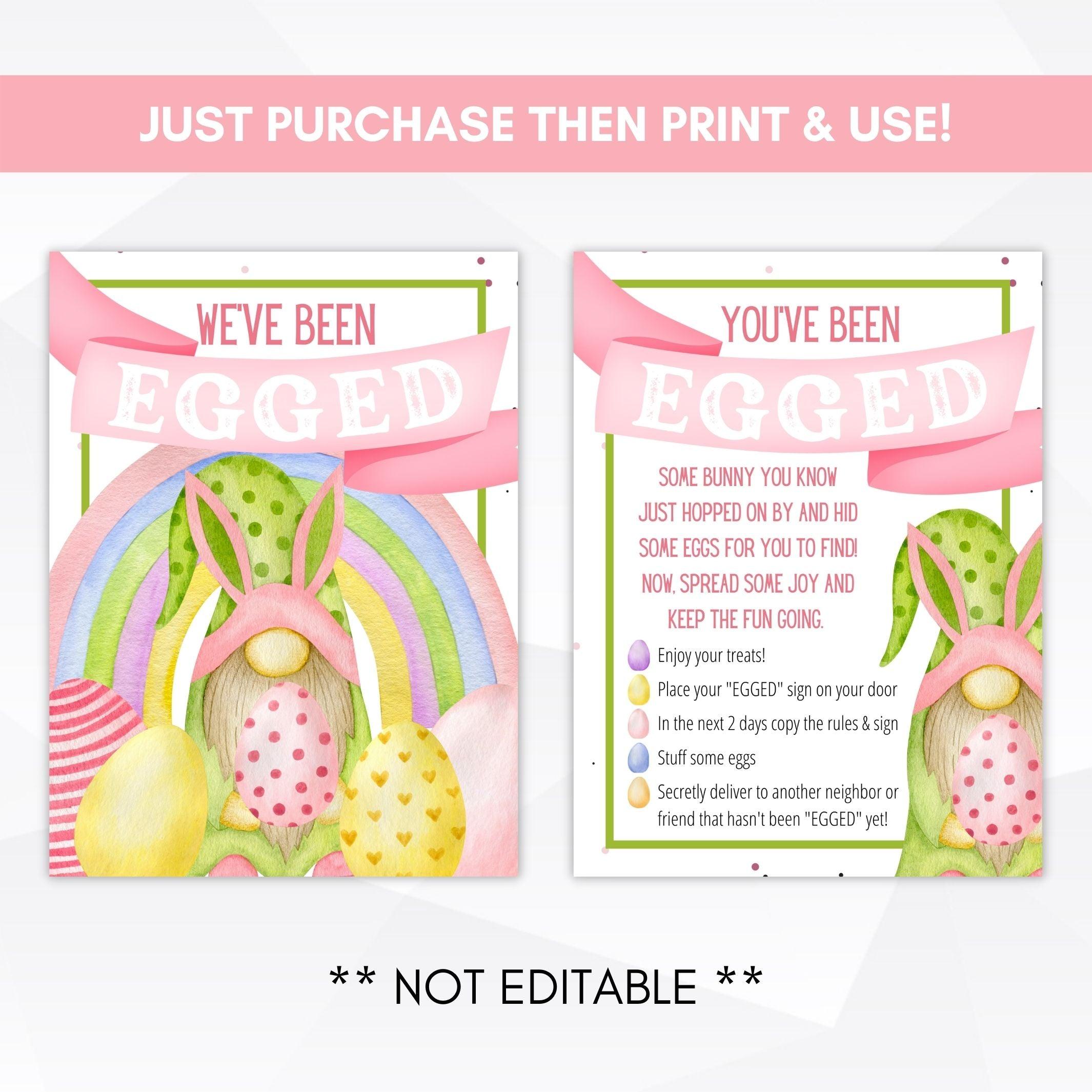 printable you've been egged sign