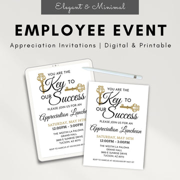 elegant and formal with minimalist theme key to our success appreciation luncheon invitations for work events