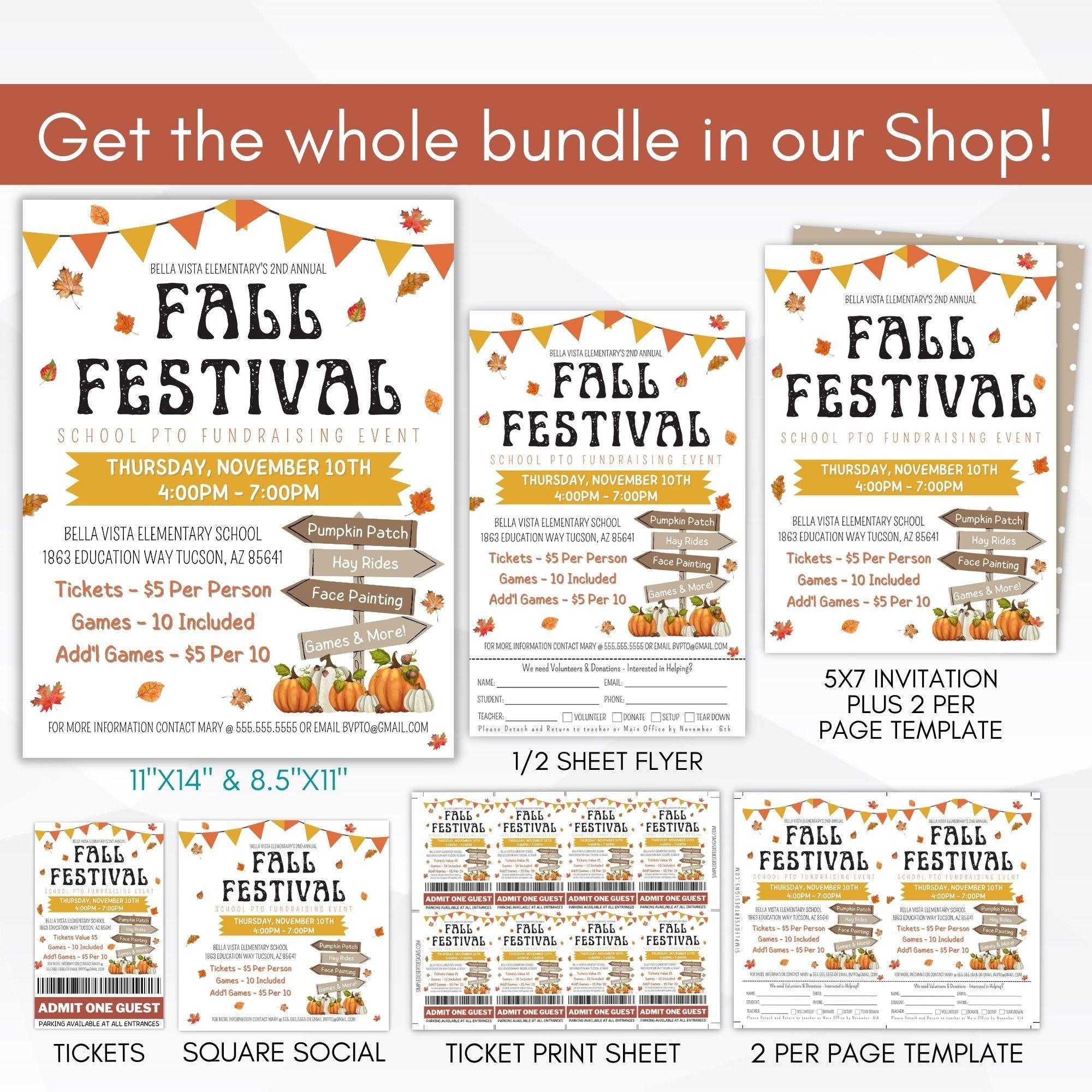 fall festival dance flyer sign poster set