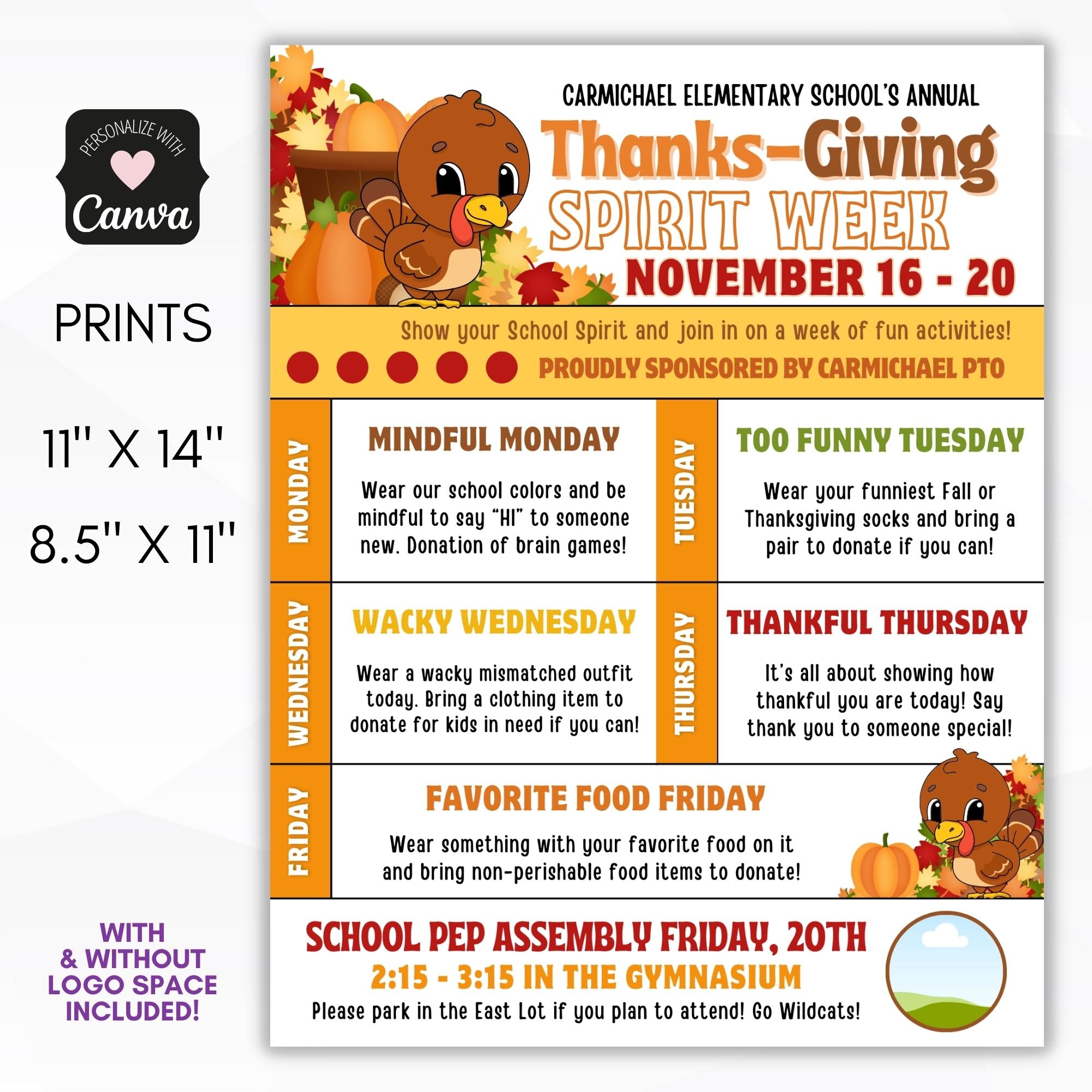 Spirit Week Flyer Thanksgiving Simple Desert Designs