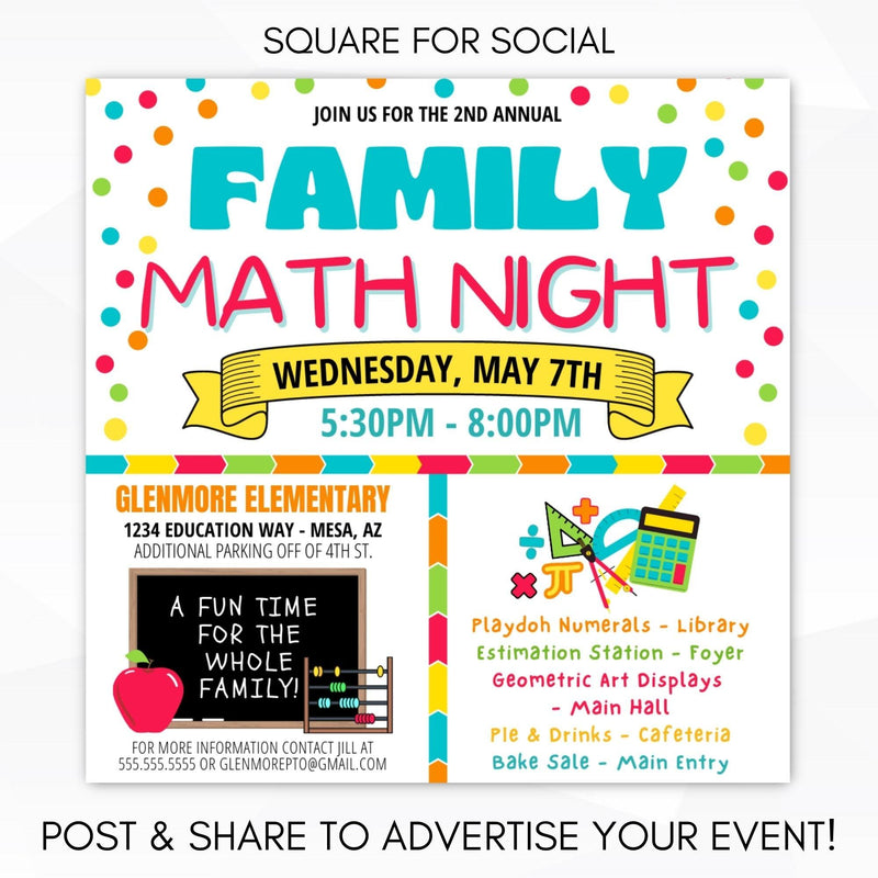 parent engagement activity flyer school pto ideas chalkboard math stem science tech themed