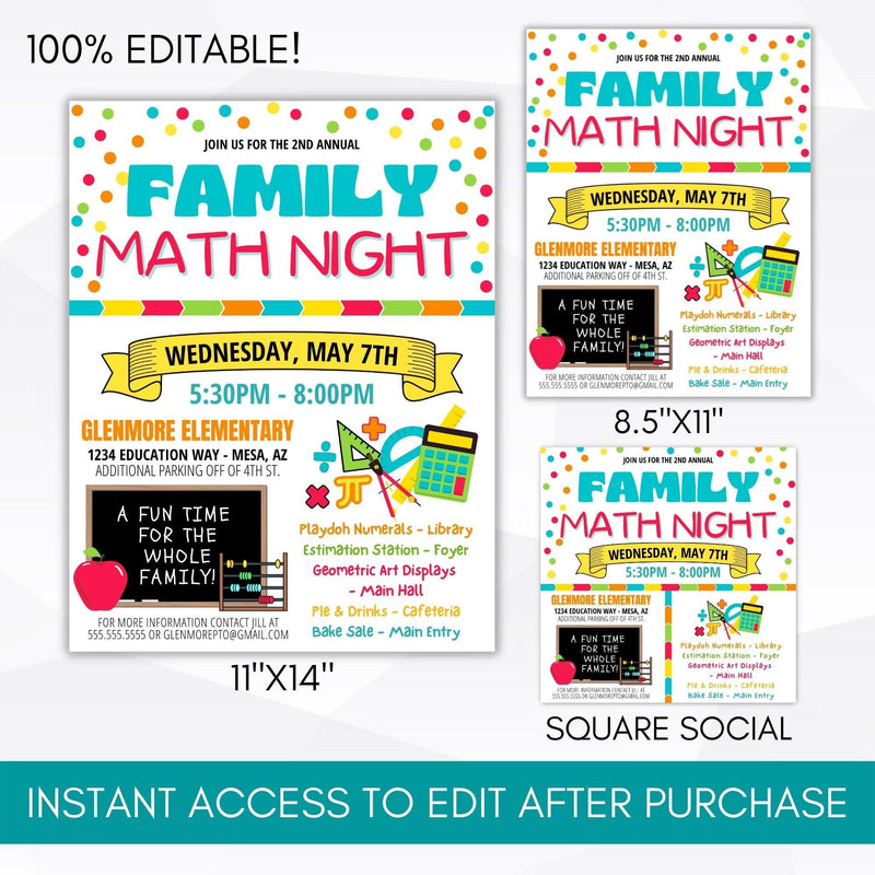 editable printable flyer sign poster social media set for school community event
