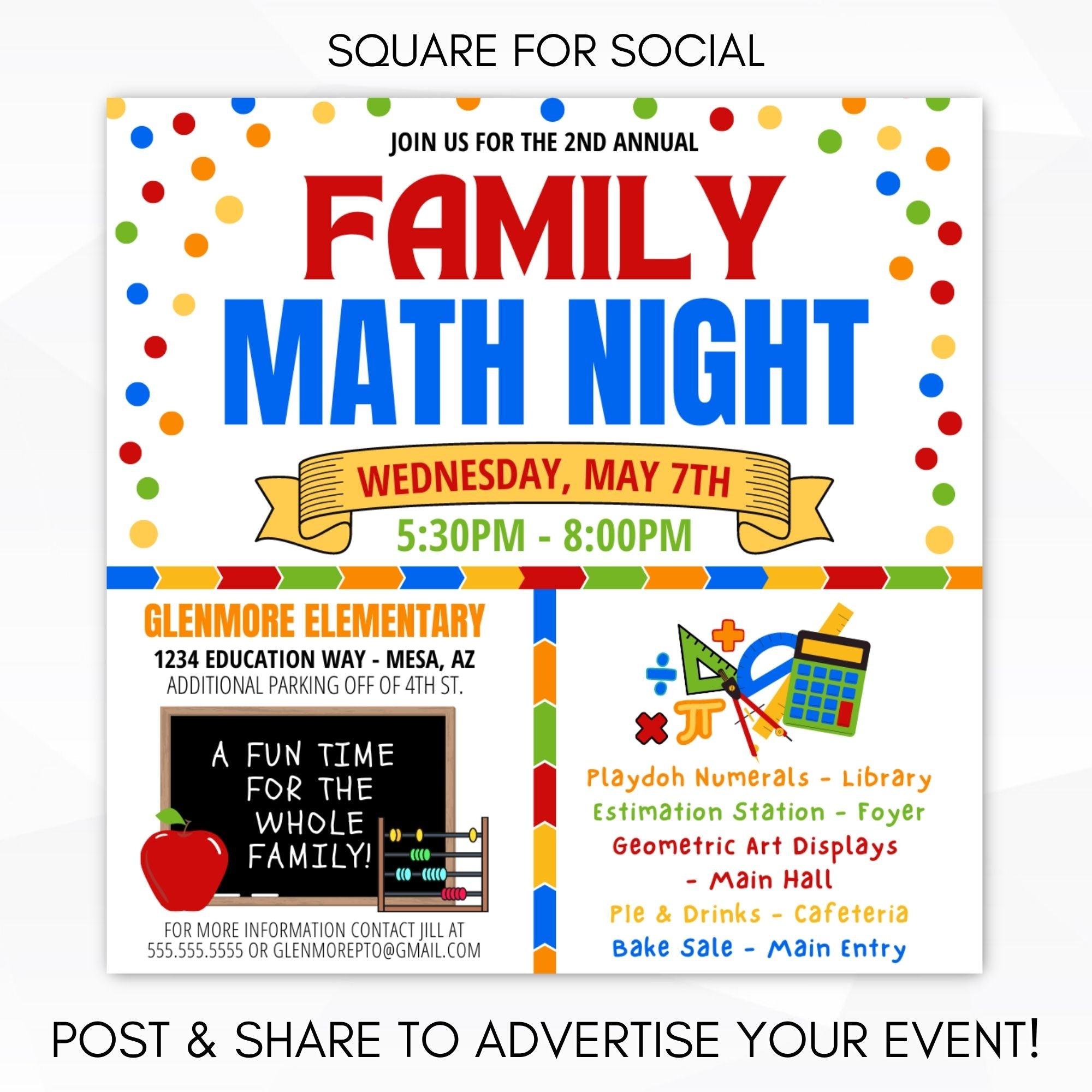 parent engagement activity flyer school pto ideas chalkboard math stem science tech themed