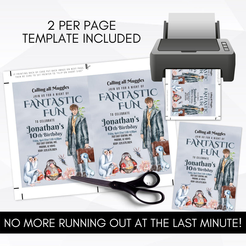creature magic wizard themed birthday invitation