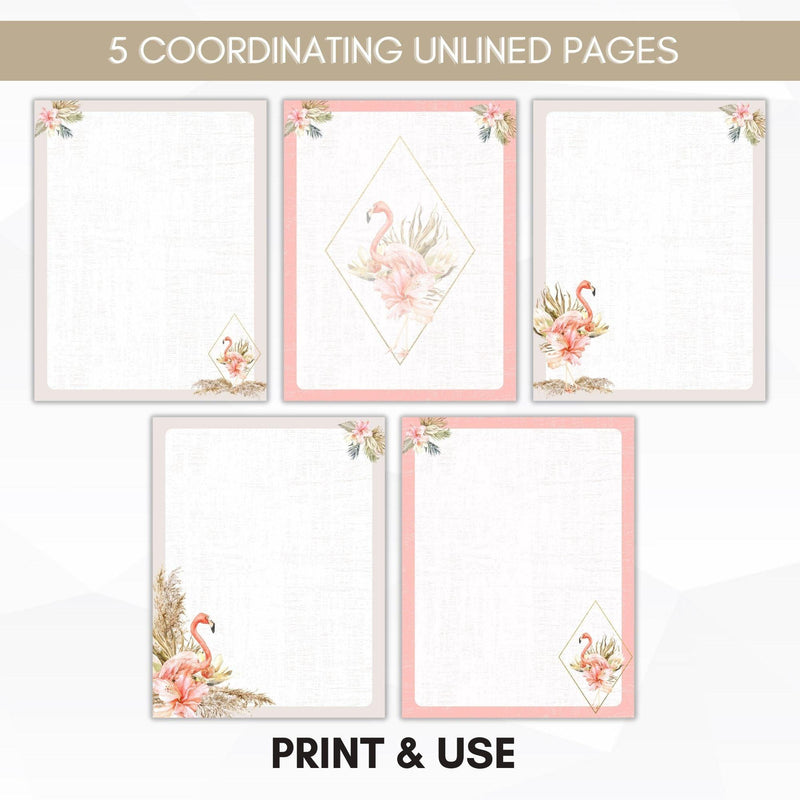 unlined flamingo journal paper
