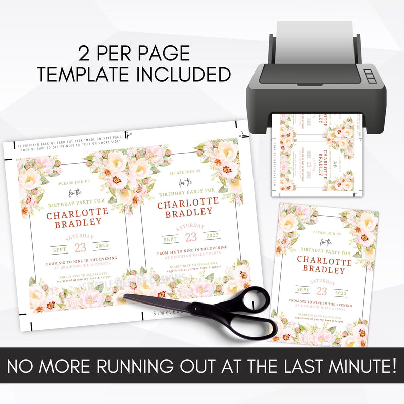 vintage floral birthday invitation