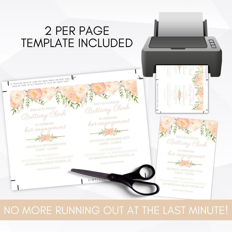 peach floral watercolor flowers invitation template