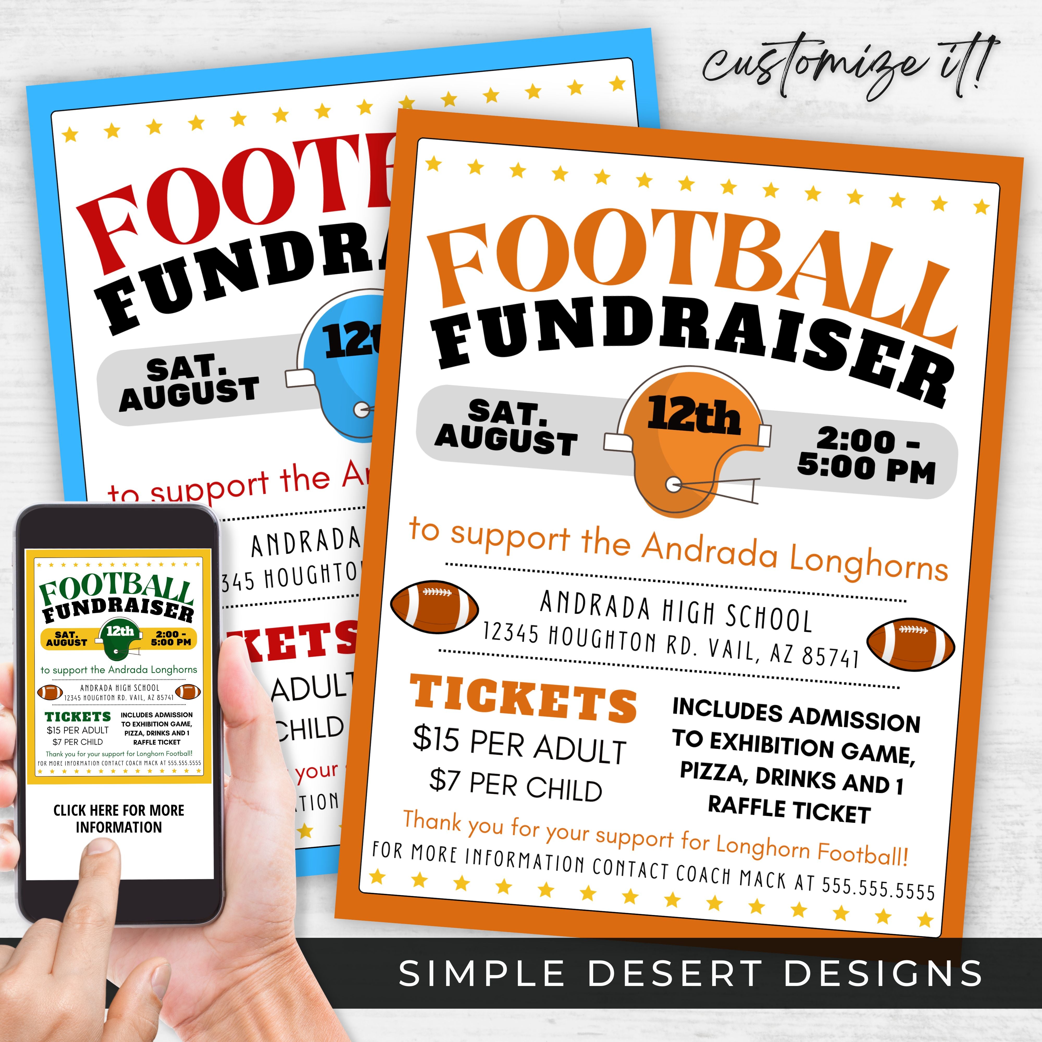 unique customizable football fundraiser flyer template