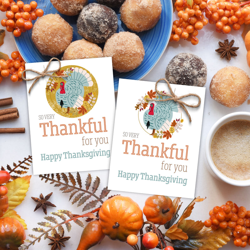 2 free 4 per page print sheets of Happy Thanksgiving Tags with the purchase of this invitation listing