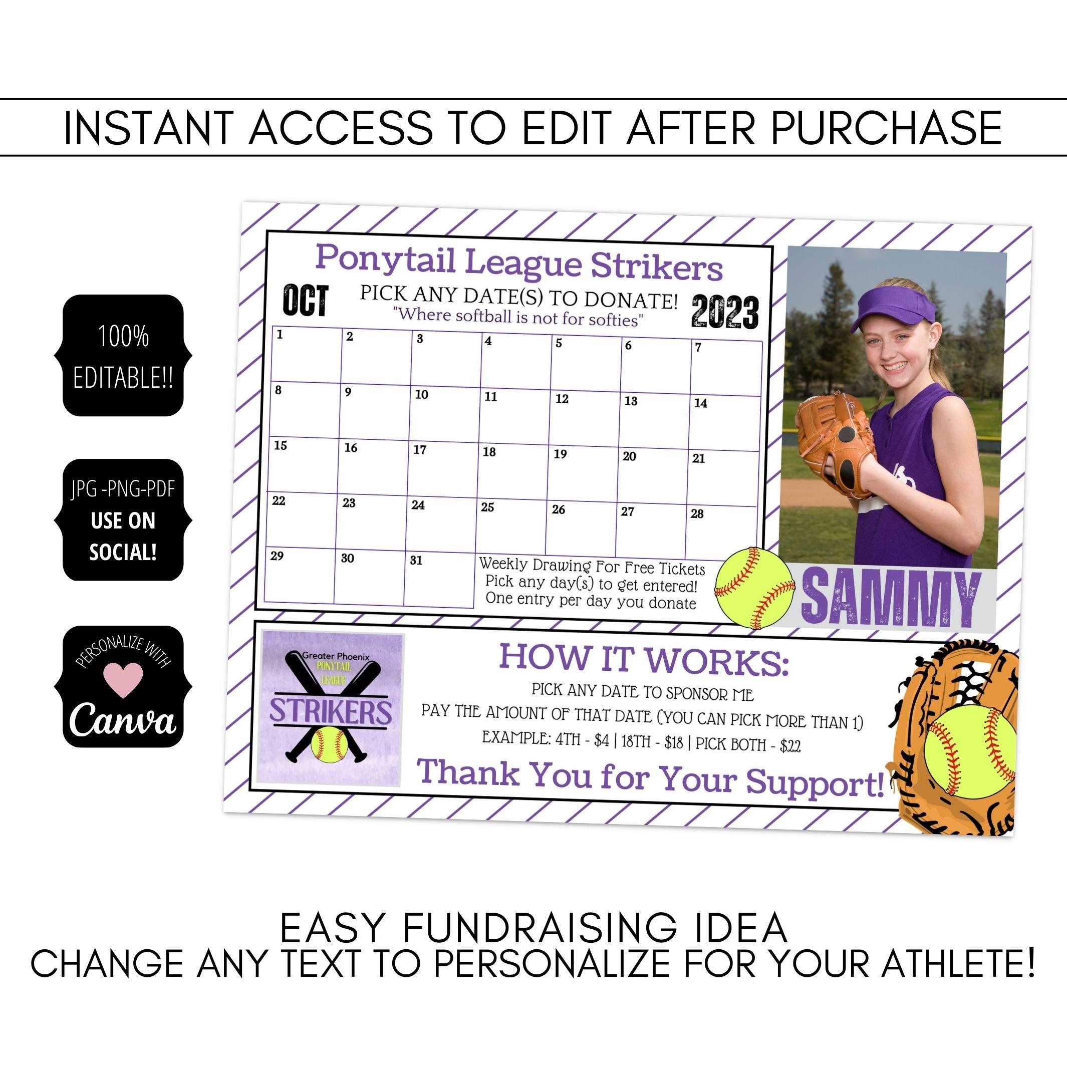 Fundraising Sports Calendar Softball