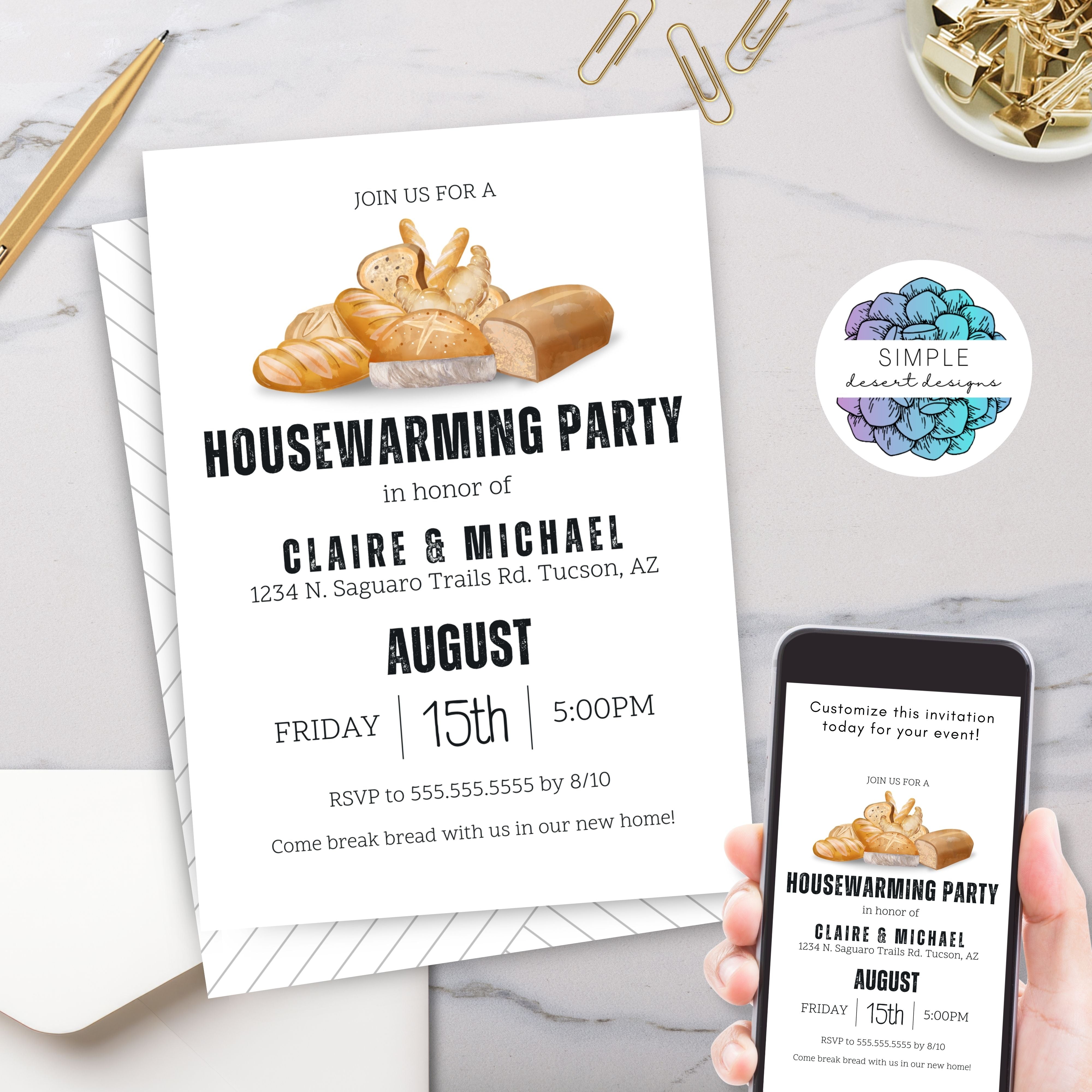 christian funny break bread house warming party invitations