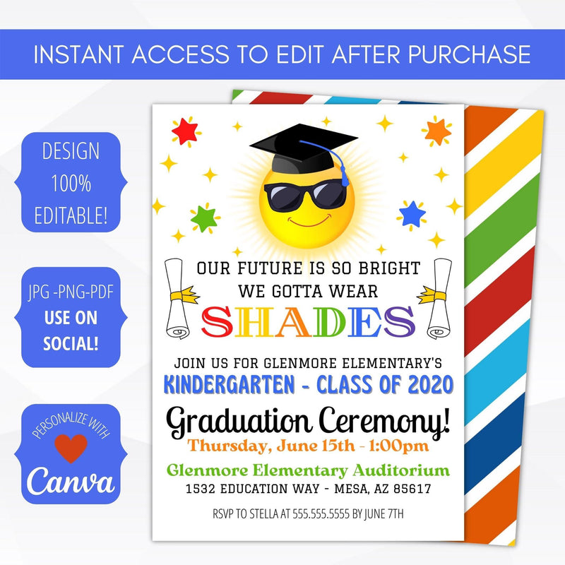 chalkboard grad invite prek elementary school classroom invite
