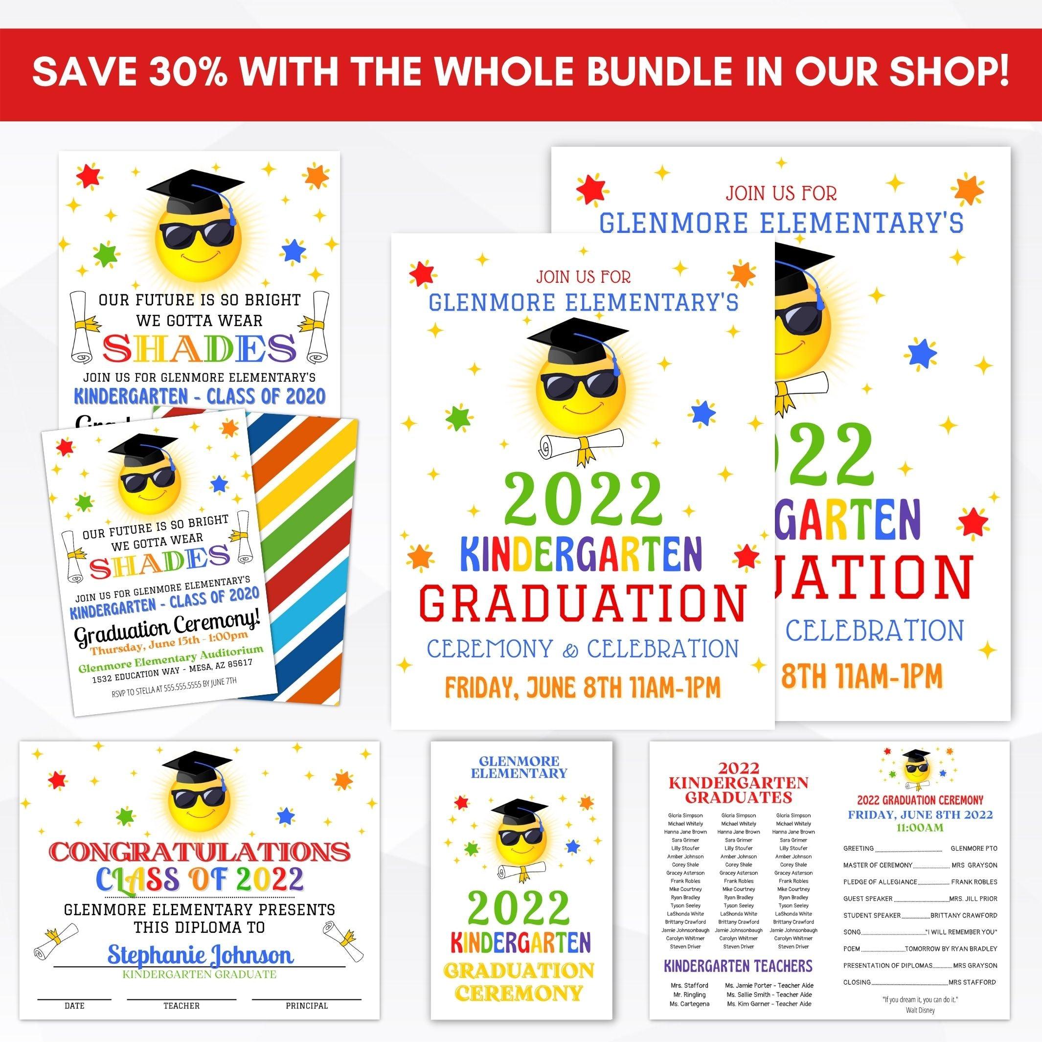 school pto pta ptc graduation ceremony invitation sign program certificate diploma bundle