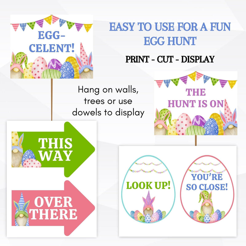 garden gnome easter egg hunt signs