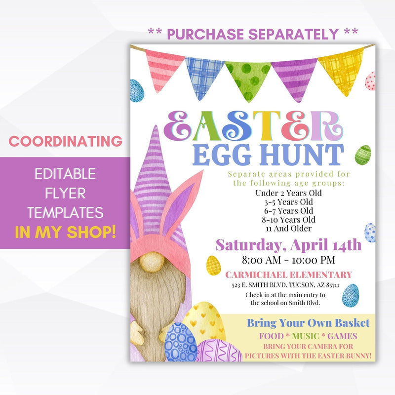 gnome egg hunt signs school pto pta ptc