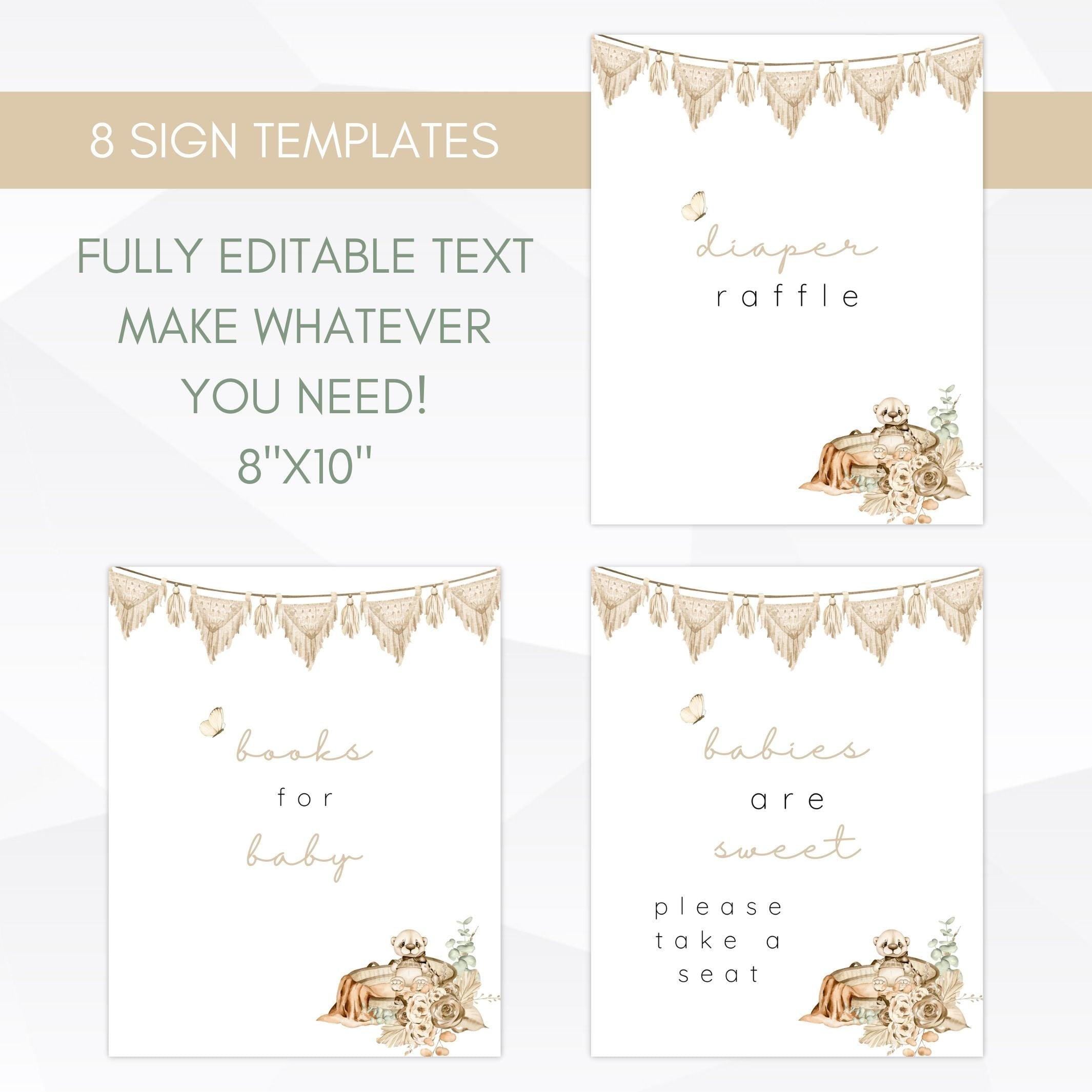 boho baby shower signs