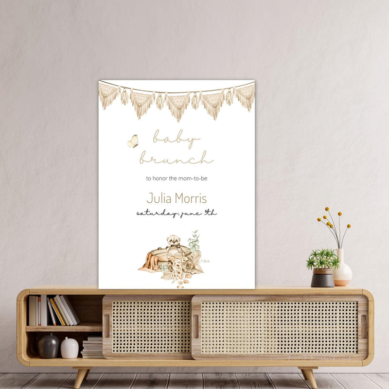 gender neutral boho baby shower posters