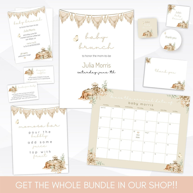 bohemian baby shower signs