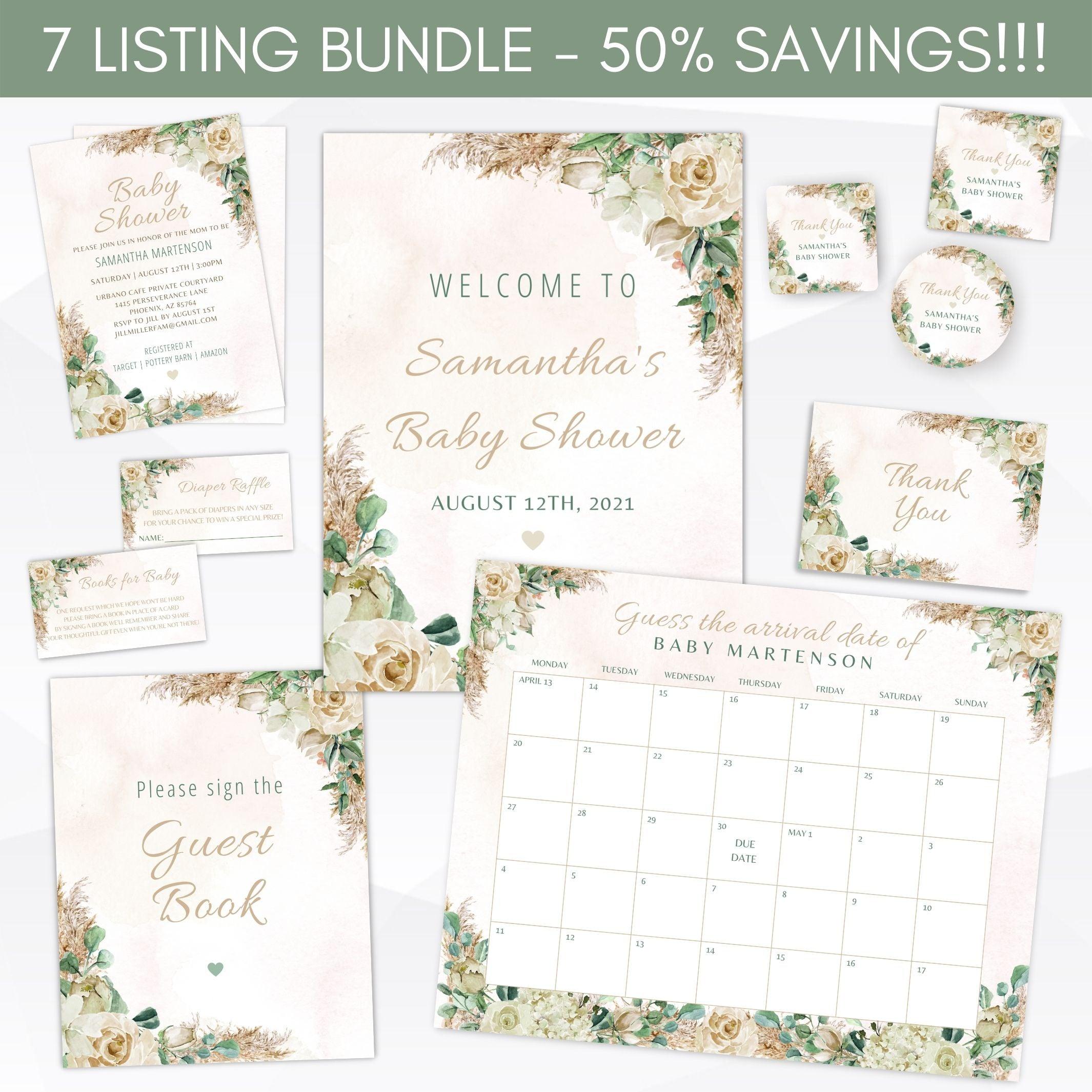 boho baby shower invitation suite