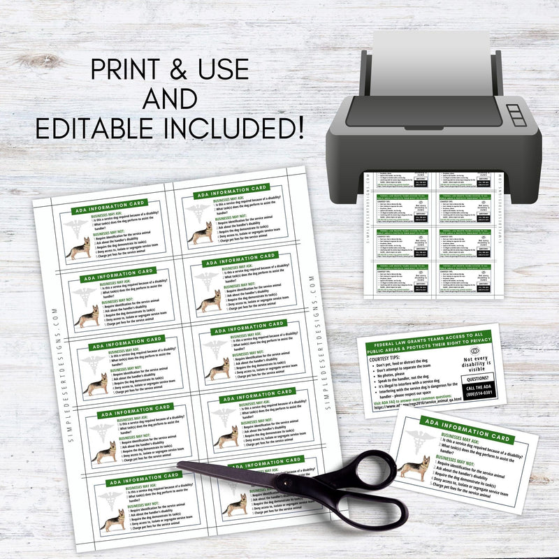 PTSD emotional support dog etiquette card