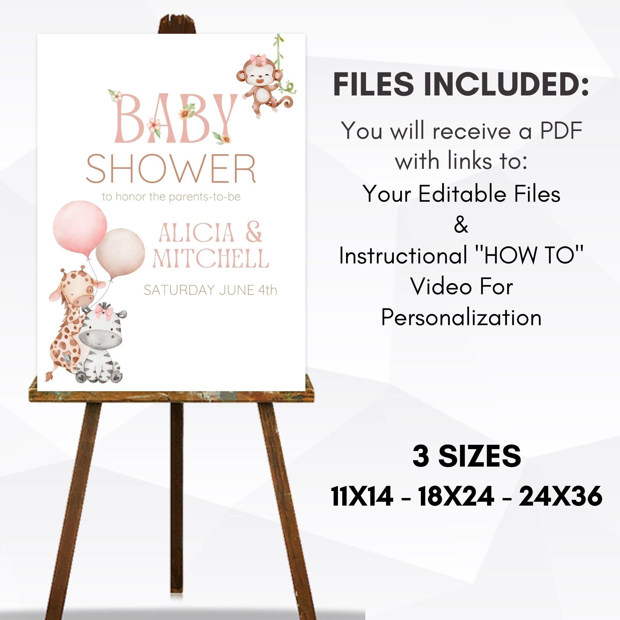 blush pink wild jungle animals baby girl poster