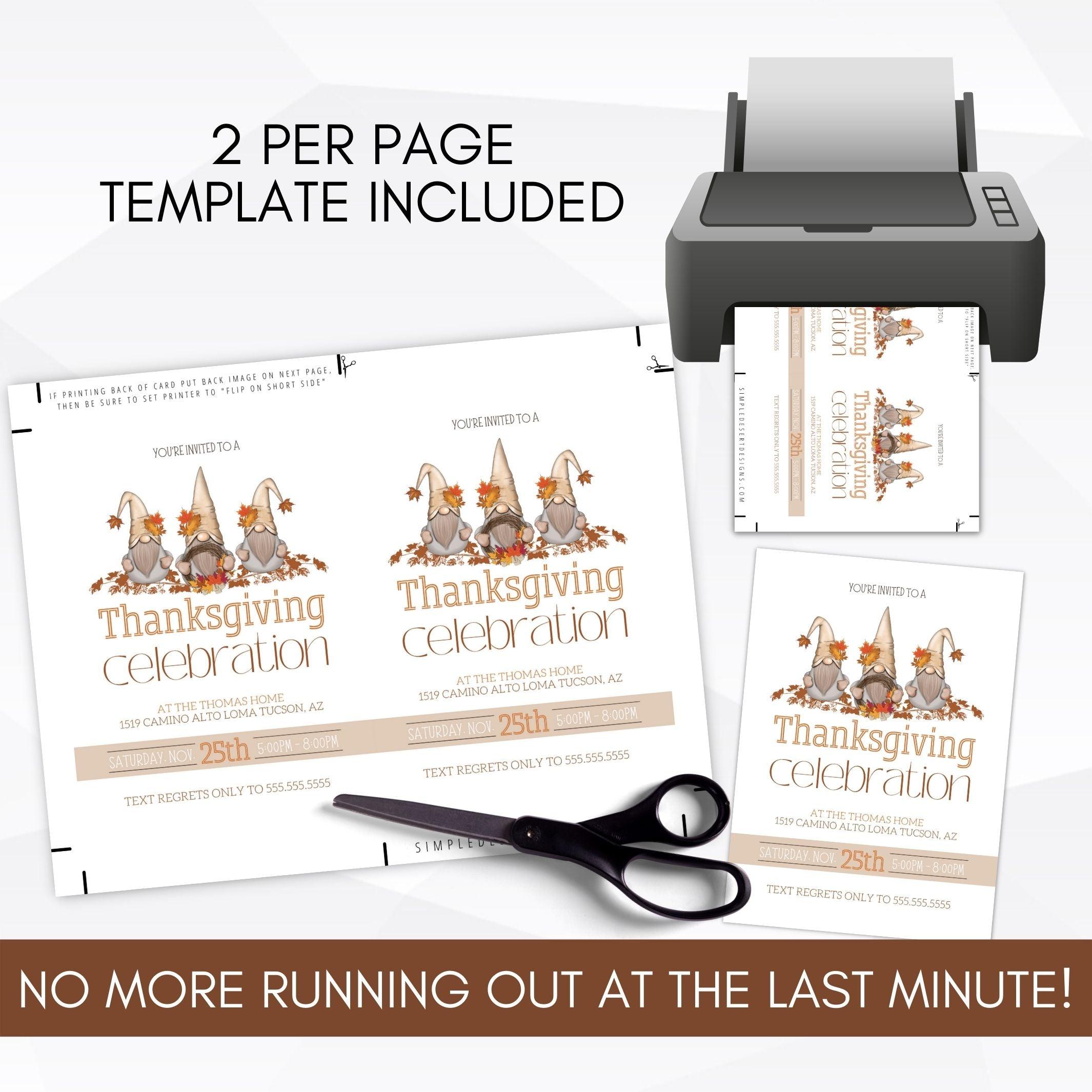 printable let's gather garden gnome pumpkin invitation