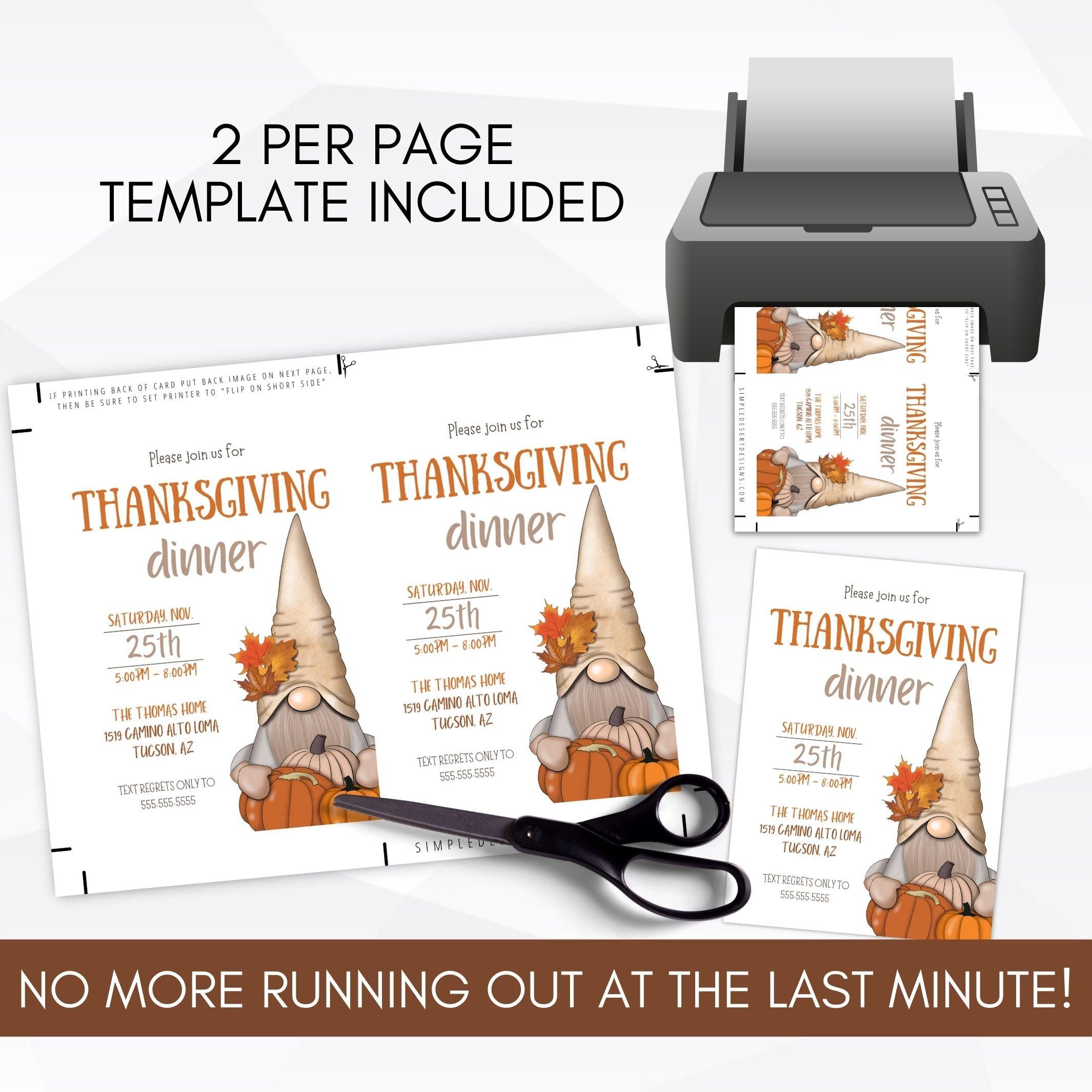 printable let's gather garden gnome pumpkin invitation
