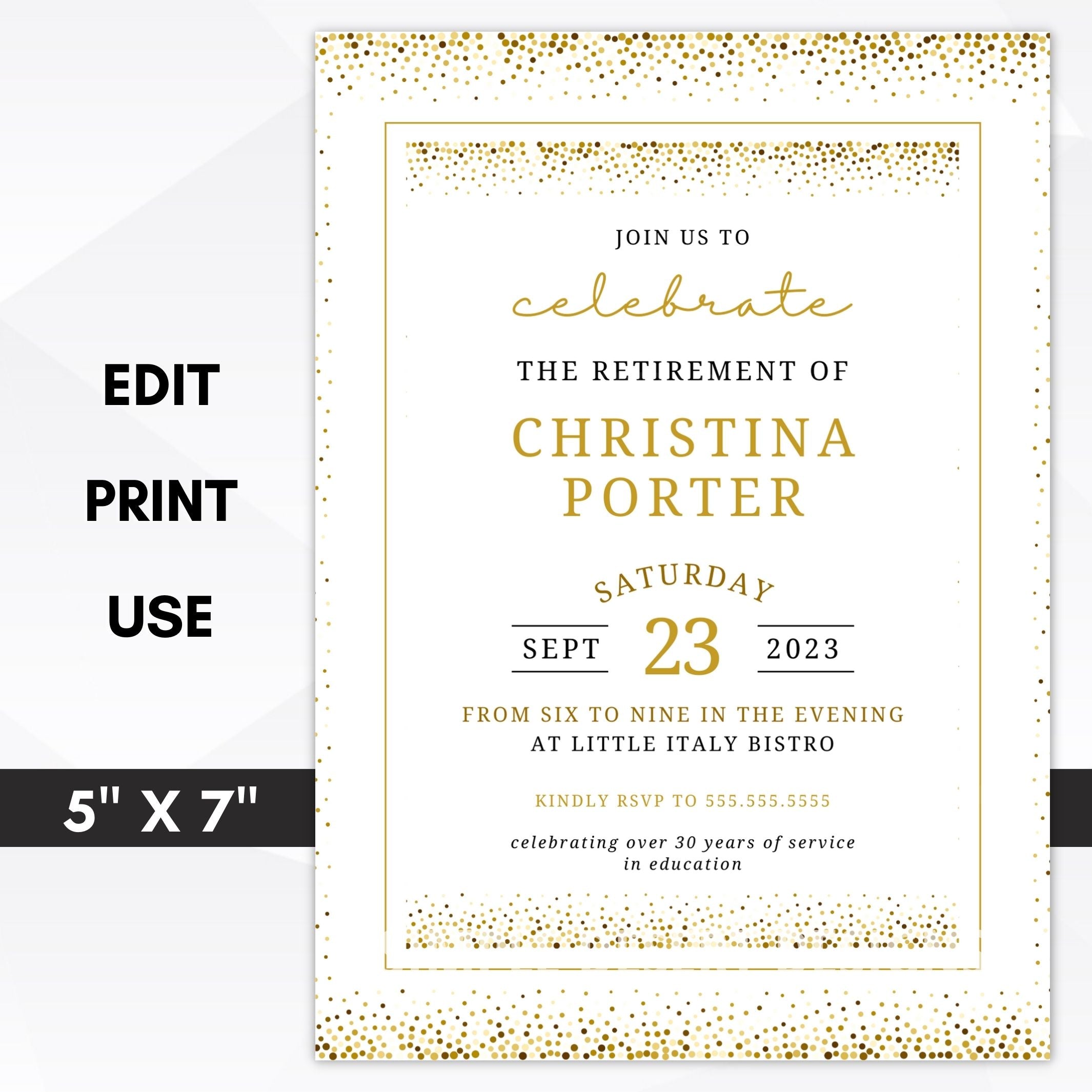 elegant retirement reception invitation for the office or home party