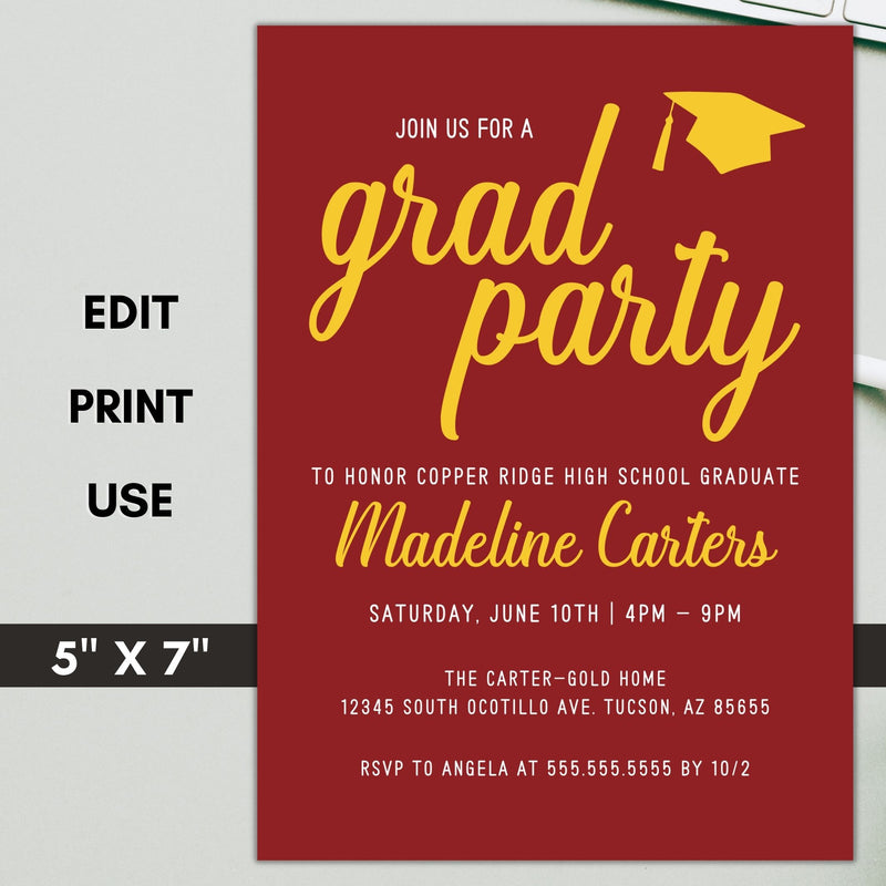 personalized graduation announcements for college and high school seniors with color changing elements to match your alma mater