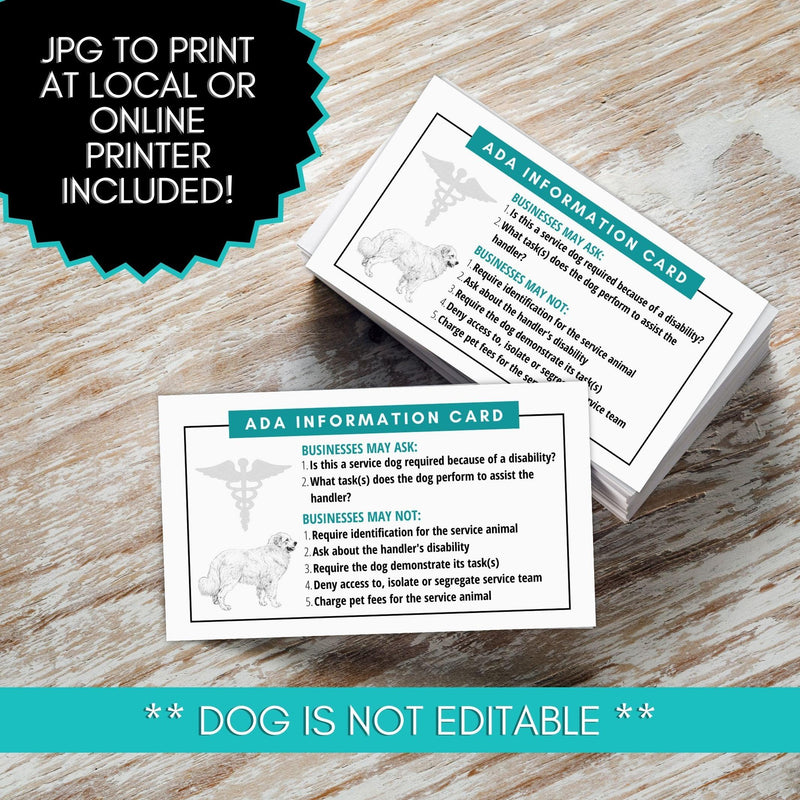 service dog handler ada information card