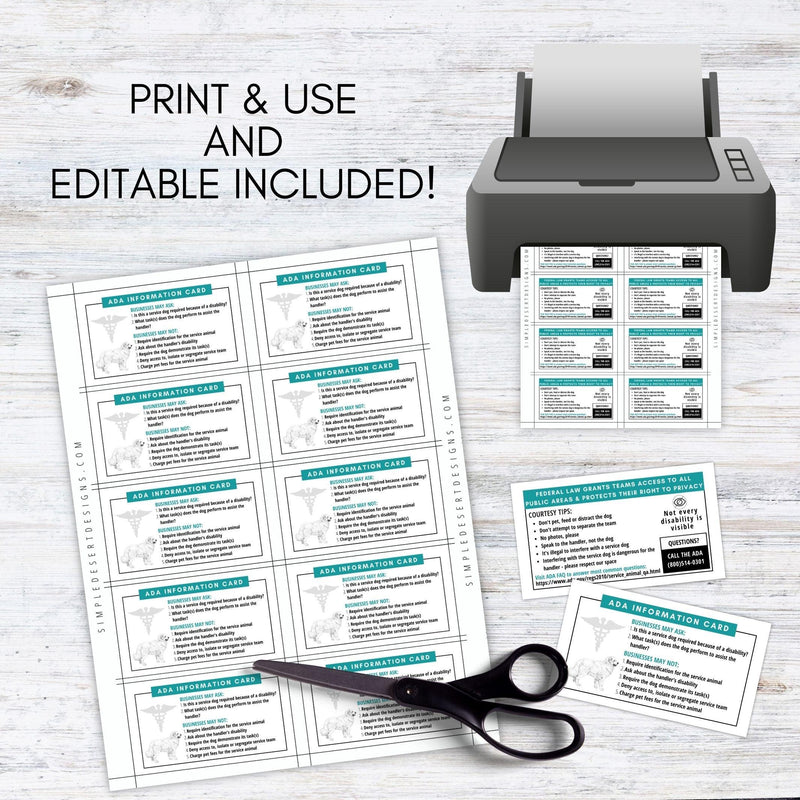 PTSD emotional support dog etiquette card