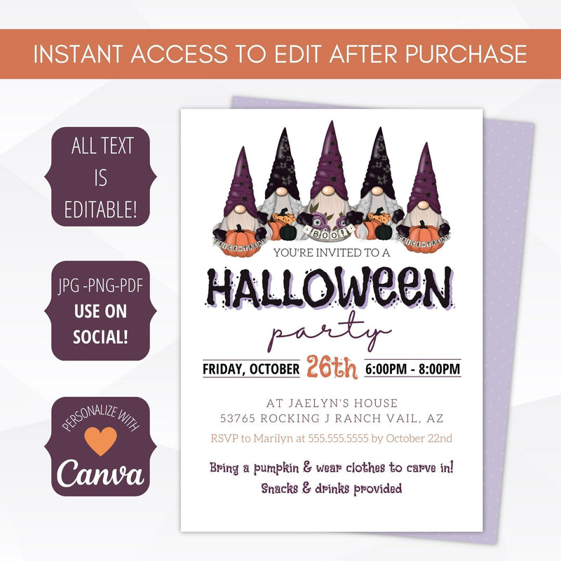cute kids halloween printable invitation template