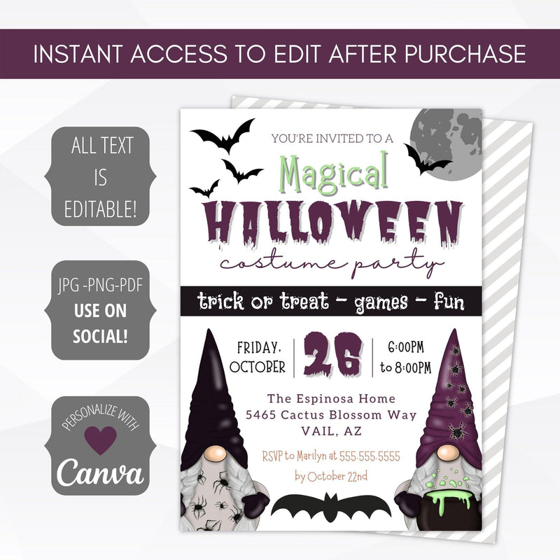 cute kids halloween printable invitation template