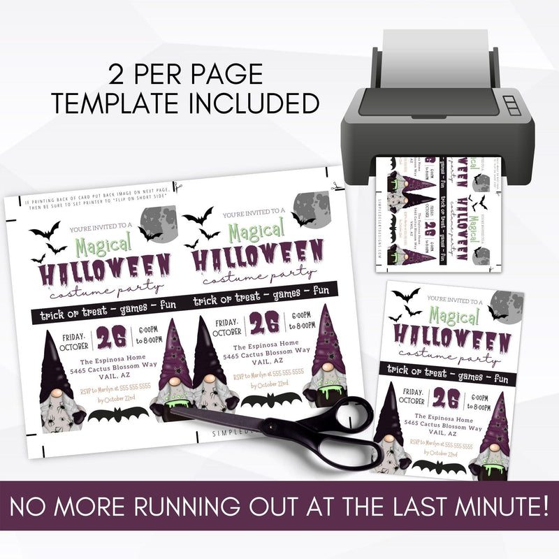 printable halloween garden gnome spooky invitation