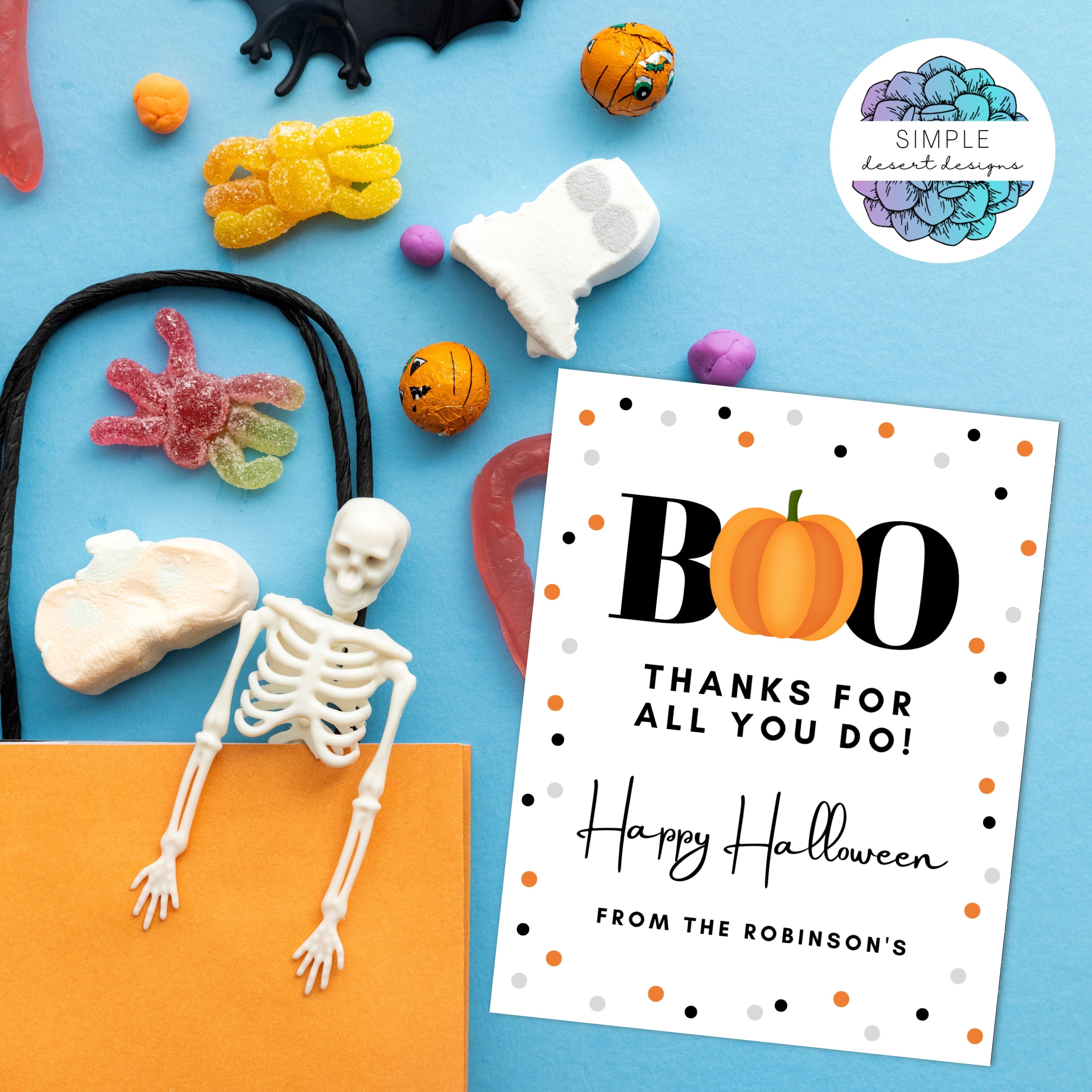 cute minimal halloween gift tags for teacher employee staff volunteer appreciation gifts