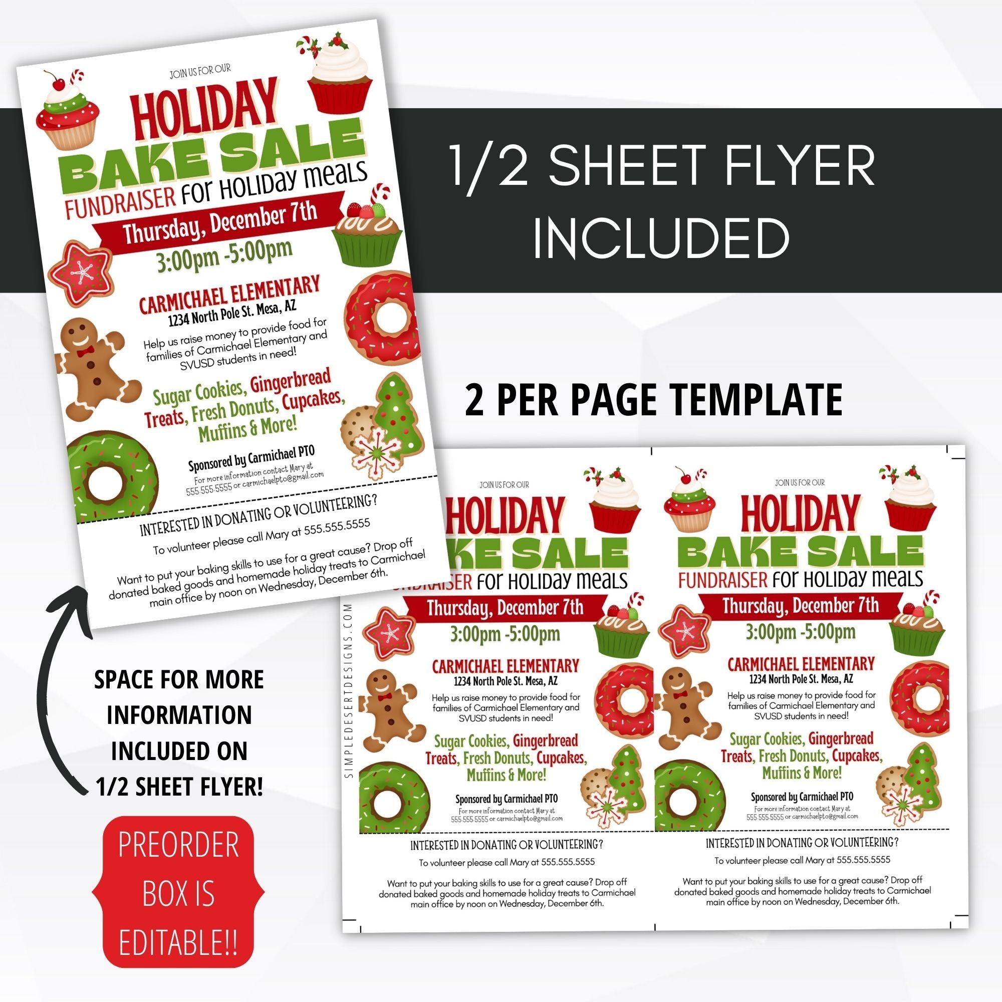 school church fundraiser flyer holiday bake sale