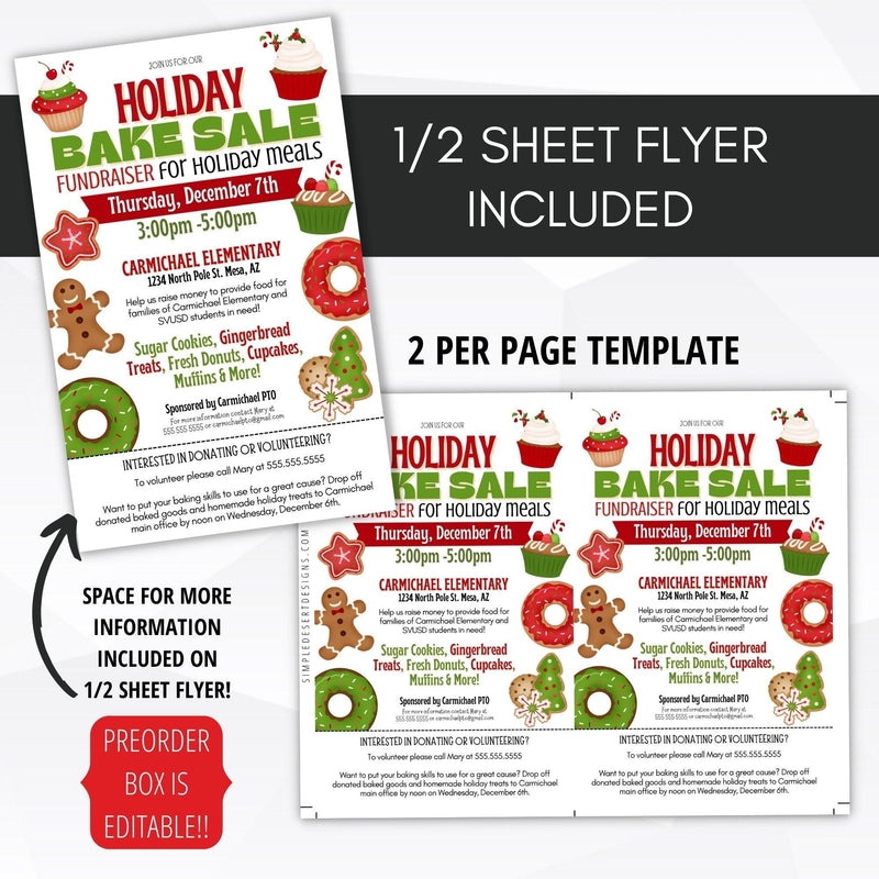 school church fundraiser flyer holiday bake sale