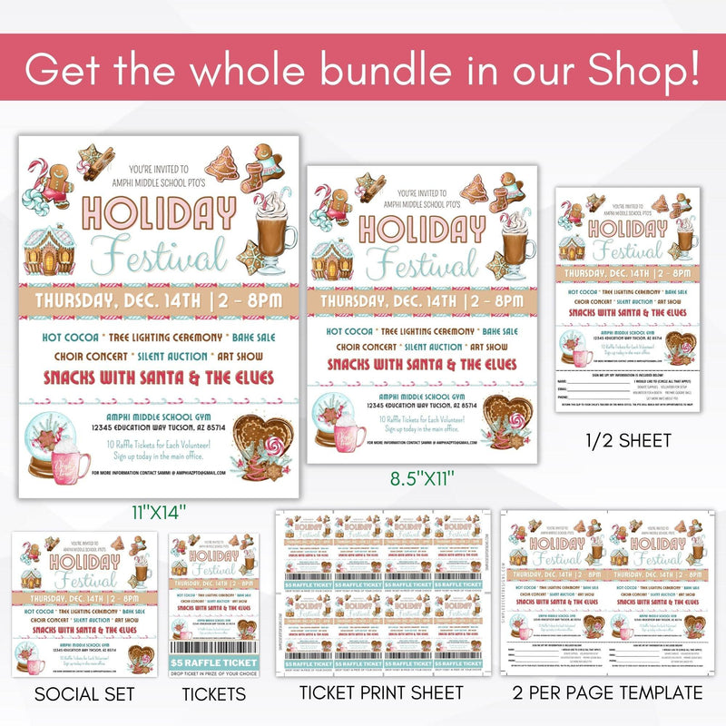 Church Christmas festival bazaar printable invitation