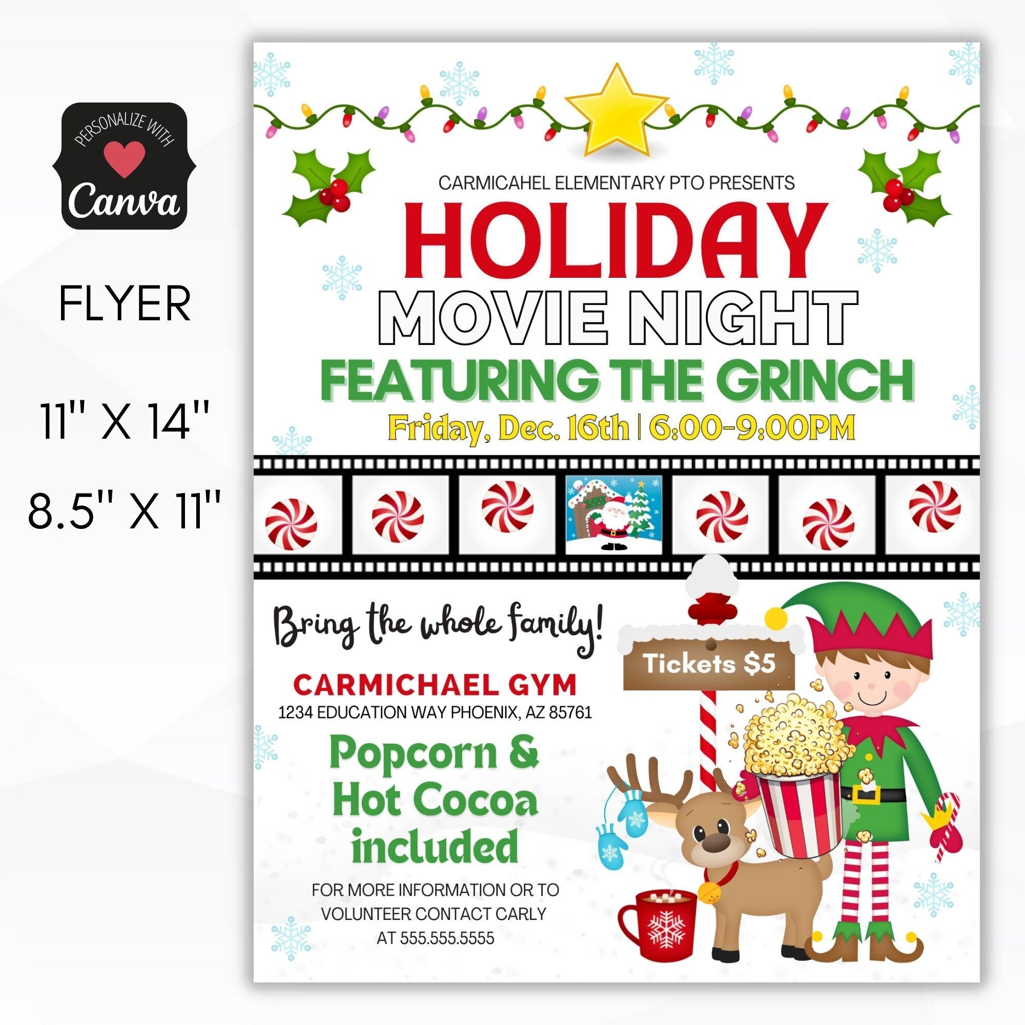 holiday classroom movie party invitation flyer