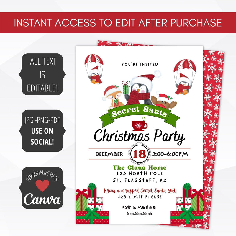 secret santa holiday invitation