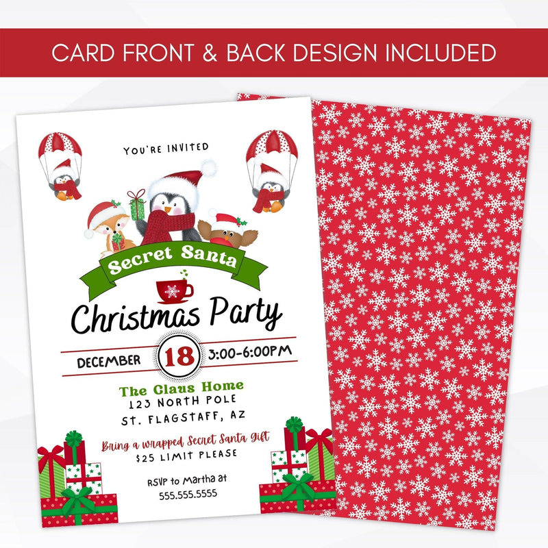 penguin christmas party invitation